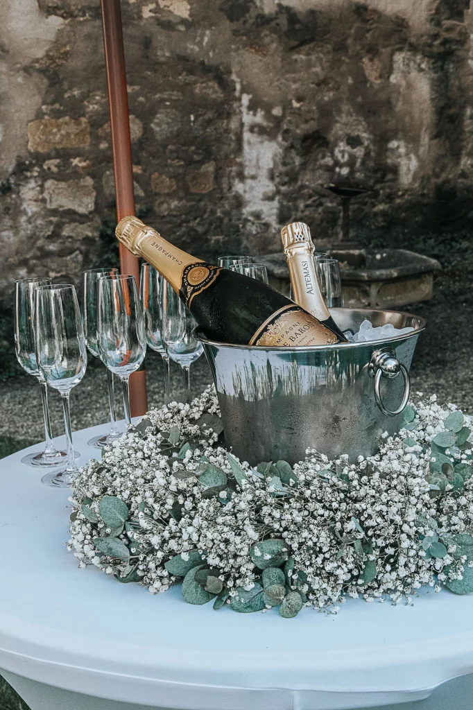 Hochzeit auf Schloss Egg Sektempfang am Schloss